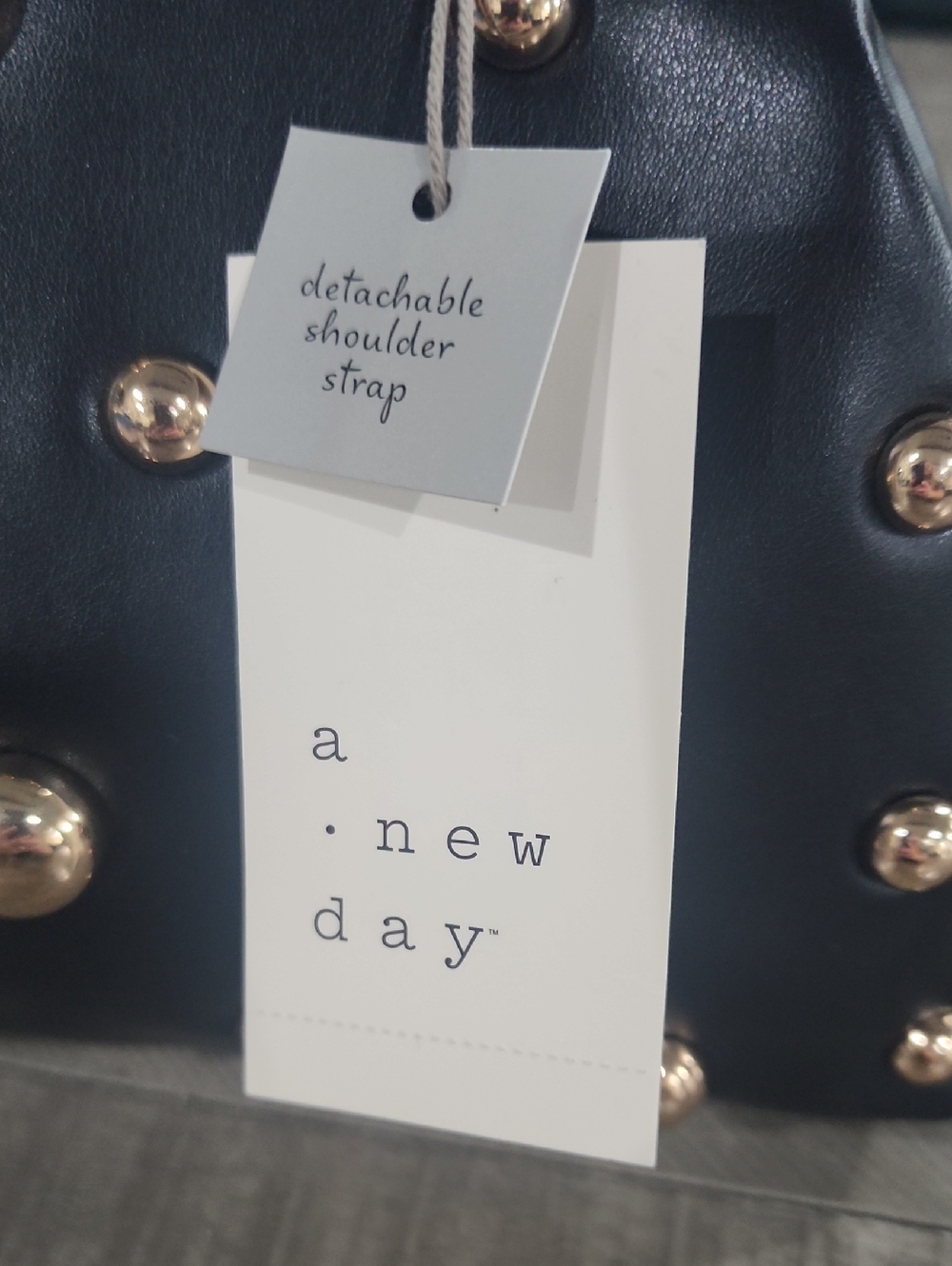 a new day Black Faux Leather Studded Shoulder Bag with Gold Accents - Picture 5 of 6